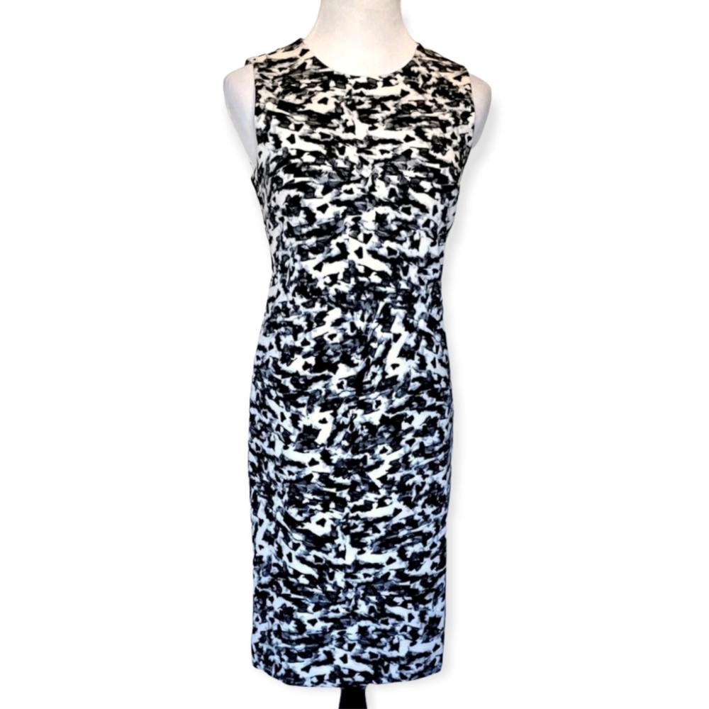 Carmen Marc Valvo Black & White Stretch Sleeveless Dress Size 10